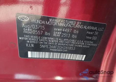 2016 Hyundai Sonata Sport from USA, damaged, VIN 5NPE34AF2GH281853